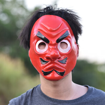 灭之刃嘴平伊之助头套马头面具万圣节动漫角色聚会道具头套 天狗面具