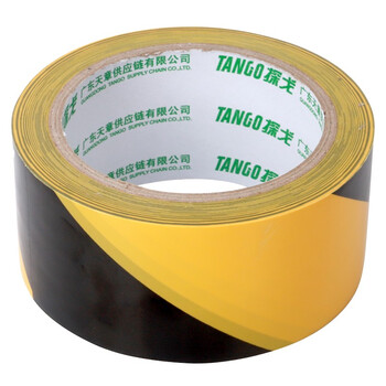 天章 （TANGO）PVC警示胶带防台风黑黄斜纹48mm*12m*1卷装工厂仓库地标线地板面斑马宽安全胶带定位标识路面贴