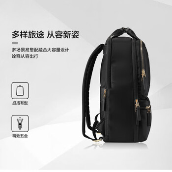新秀丽（Samsonite）商务通勤双肩包电脑包15.6英寸女背包大容量大开口NO0 礼物