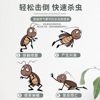 黑猫神杀虫剂喷雾600ml*2瓶 艾草香 家用杀虫灭蟑螂蚊子跳蚤苍蝇气雾剂