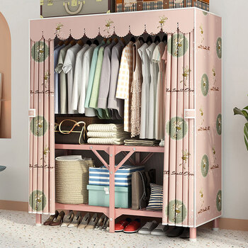 可折叠的布衣柜无需安装简易布衣柜卧室家用全挂式钢架结构加粗加厚1