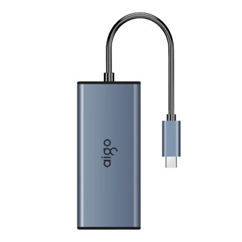 爱国者（aigo）Type-C扩展坞USB3.0分线器RJ45千兆网口转接器HDMI/VGA转接头PD100W快充USB拓展坞T07-R(金属)