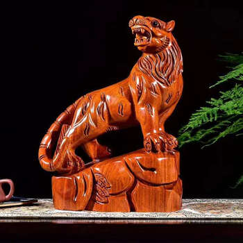 【上山虎】 花梨木雕家居客厅装饰30*14*40cm实木质雕刻工艺品 dk116