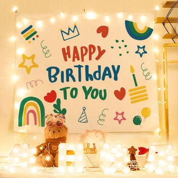 oimg小红书ins风 拍照生日背景布网红挂毯儿童卡通生日派对布置装饰布
