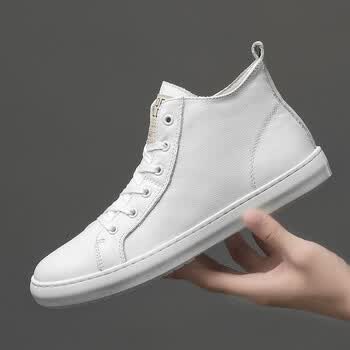 舒一斯真皮高帮板鞋男鞋秋季新款头层牛皮时尚休闲皮鞋拉链中帮运动