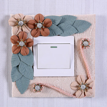 蝴蝶萱布艺开关贴开关保护套客厅卧室家用装饰套欧式墙壁插座套创意