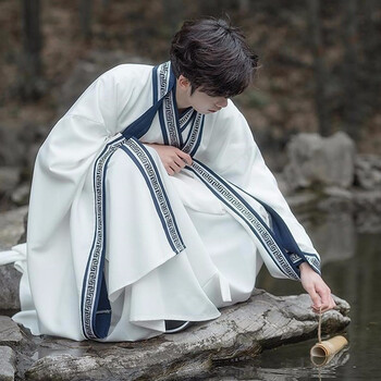 汉服男古装长袍全套cp情侣装广袖大袖衫侠客毕业表演齐腰交领襦裙白色
