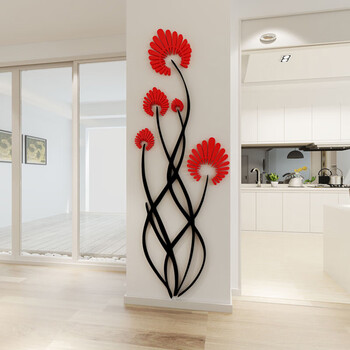 亚克力墙贴画3d立体花朵贴纸客厅创意小清新装饰品卧室玄关走廊过道