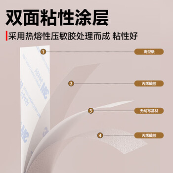 3M强粘棉纸双面胶带 无纺布半透明超薄双面胶儿童手工制作 家用多功能薄型双面胶40mm宽*10m长