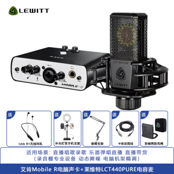 莱维特（LEWITT） LCT440PURE电容麦克风电脑手机声卡直播设备全套装全民k歌录音唱歌话筒 LCT440+艾肯Mobile R声卡套装