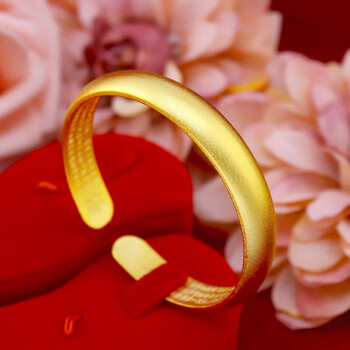 周六福古法传承越南沙金手镯女心经开口送妈妈实心真色镯子 45克心经