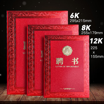 递乐 12K荣誉聘书加厚硬面证书奖状附赠内芯年会员工颁奖 6本装 5339