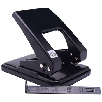 可得优A4两孔活页打孔机活页扣2孔全金属带标尺装订机10页小型活页本凭证可打四孔打洞机