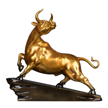 60 铜牛摆件现代客厅工艺礼品牛气冲天办公桌饰品鸿运当头牛 中号20