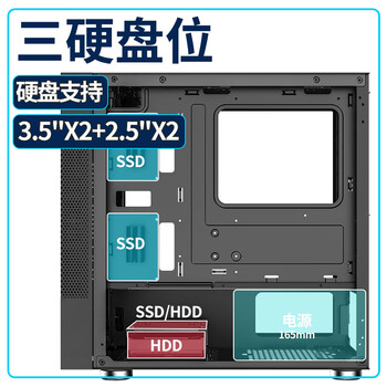 长城（Great Wall）阿基米德1黑色电脑机箱（超宽体/MATX小板/240水冷位/玻璃全侧透/20CM风扇位/5070显卡）