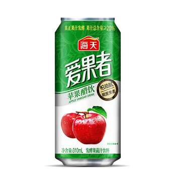 海天苹果醋310ml瓶爱果者饮料清爽解渴聚餐解腻海天苹果醋310ml瓶12瓶