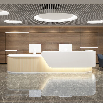 欧拜华新款公司弧形烤漆前台接待台简约现代咨服务台美容院医院收银台