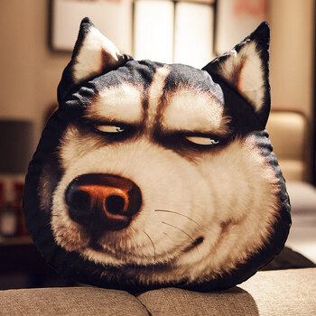 狗头哈士奇抱枕可爱靠枕床头靠垫汽车沙发卧室男生搞怪网红鄙视小号