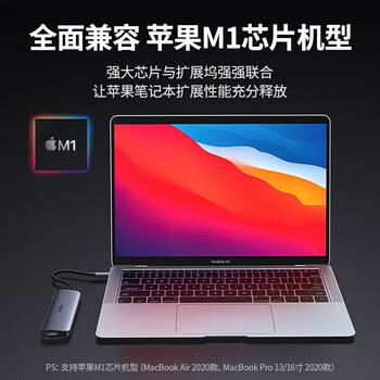 绿联Type-C扩展坞USB-C转HDMI\/VGA转换器雷电3拓展分线器适用华为苹果MacBook 5合1【HDMI】50209
