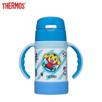 膳魔师THERMOS保温杯儿童  280ml吸管杯男宝宝学饮杯 硅胶把手 316不锈钢水杯 巧虎IP联名 保温保冷 蓝色