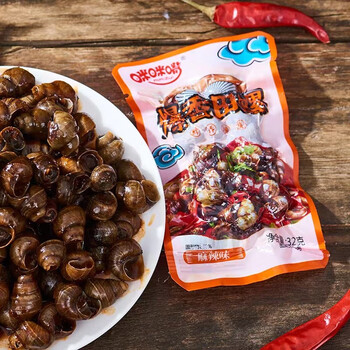 肉带壳嗦螺熟食螺蛳肉香麻辣8090怀旧零食 爆香田螺60g*10大包香辣