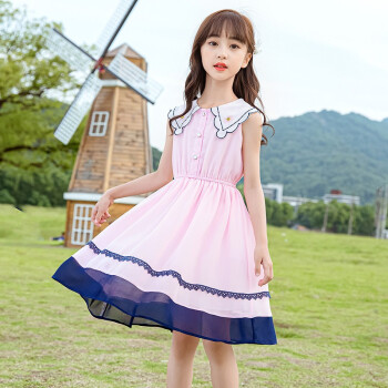 洋气新款小女孩网红夏季雪纺公主裙中大童儿童衣服10夏装15裙子12岁潮