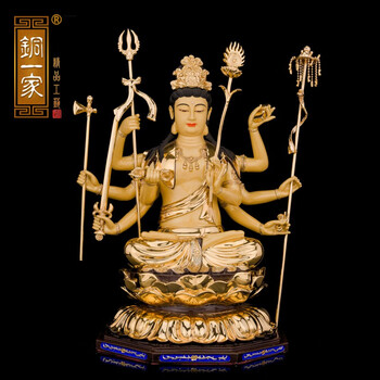 铜一家大随求菩萨佛像摆件黄铜鎏金大随求佛母观音密宗家用sd145大随
