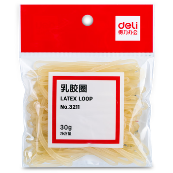 得力（deli）办公耐用弹力乳胶圈/橡皮筋/橡胶圈/牛皮筋 财务用品 办公用品 30g/包 3211