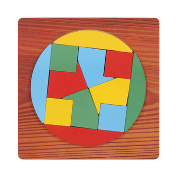 蒙氏早教几何七巧板形状颜色图形拼图儿童力积木质幼儿园 圆形拼图