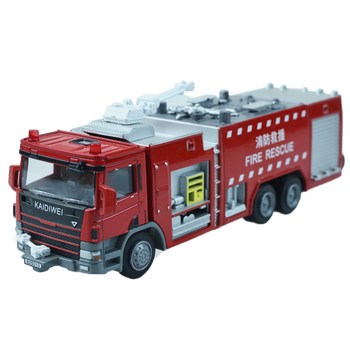 凯迪威合金工程车模型1:50水罐消防车灭火车云梯登高救援仿真汽车送