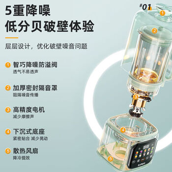 苏泊尔（SUPOR）破壁机SP523SD全自动1.5L大容量多功能料理豆浆机 触控彩屏 加厚隔音罩