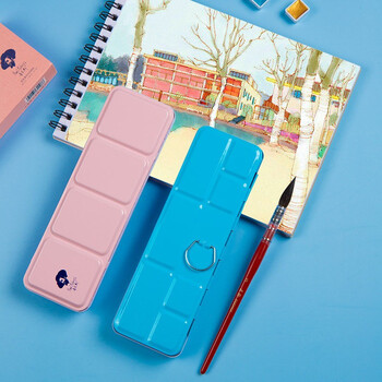 鲁本斯（PaulRubens）12色固体水彩颜料套装清新款便携水粉色彩颜料儿童初学美术生工具-粉色盒010903007