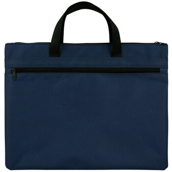 西玛（SIMAA）双层事务包拉链袋 手提商务会议包公文包 文件资料收纳包办公用品蓝色6714