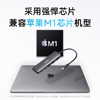 ANKER安克 Type-C拓展坞PD100W快充usb延长线hdmi转接头 通用华为苹果Macbook平板电脑等转换器 五合一