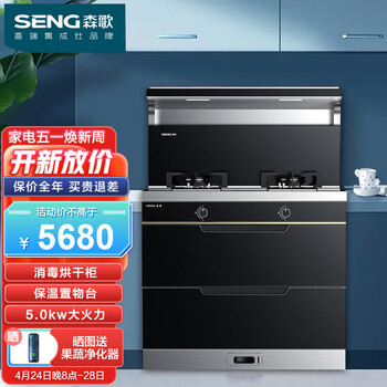 森歌(SENG)F30集成灶消毒柜带烘干 灶具定时 恒温置物台 家用油烟机燃气灶烟灶套装 大吸力大火力 一级能效 F30【消毒柜款】右排烟 天然气