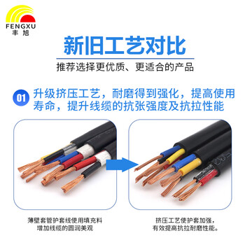 丰旭 国标RVV两芯1.0平方铜芯护套线   FX-RVV2*1.0 黑色 100米