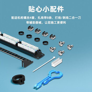 山泽六类配线架24口 CAT6类千兆网络配线架 工程级1U机架式机柜配线架 镀金版BL6-24