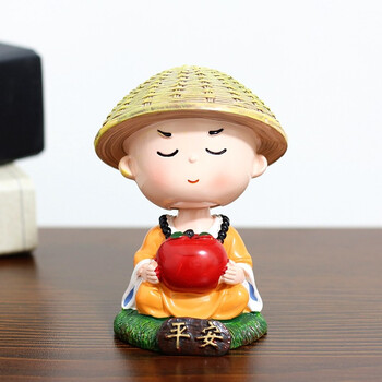 摆件车载装饰品禅趣摇头和尚平安款家居车饰两用整体高10cm宽5cm左右