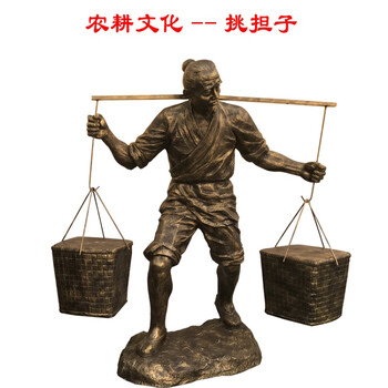 玻璃钢仿铜大型人物雕塑农耕主题文化铸铜人物新农村广场景观雕塑定制