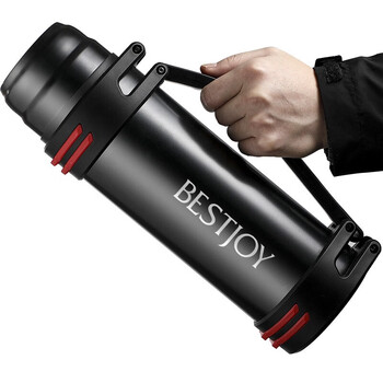 富光拾喜保温壶杯大容量304不锈钢男保温水壶车载户外便携旅行壶2.2L 黑色