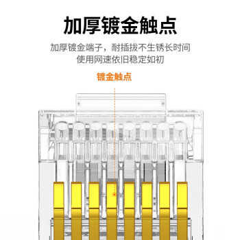 绿联 超五类网线水晶头 超5类千兆网络接头 镀金工程级RJ45电脑网线连接器 CAT5E非屏蔽水晶头100个