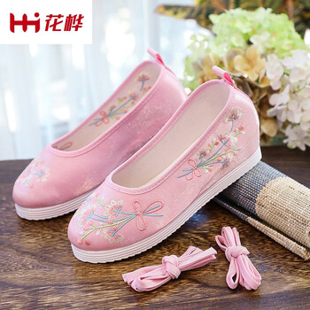 花桦高端品牌绣花鞋女中青年女士古风鞋子鞋女夏季新款时尚舒适中跟