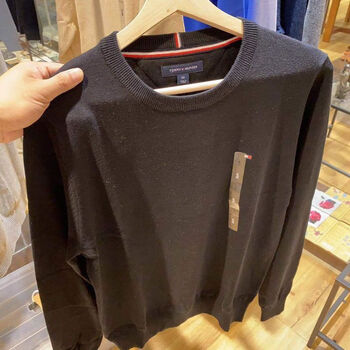 tommybull美国tommy汤米毛衣新品美国男装毛衣男士纯色圆领针织衫条纹