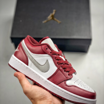 纯原男女airajlow乔1代酒红情侣鞋头层牛皮运动休闲板鞋酒红色425