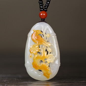 吉乐瑞和田玉喜鹊吊坠白玉籽料男女款挂件喜上眉梢送亲人送好友自戴