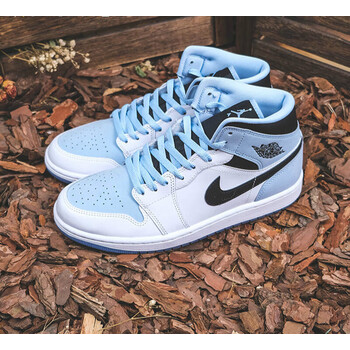 耐克(nike)air jordan 1 mid aj1蓝白色 复古篮球鞋 dv1308-104 dv