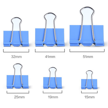 递乐  12只51mm彩色长尾票夹金属票据夹燕尾夹铁夹子办公用品 大号2601