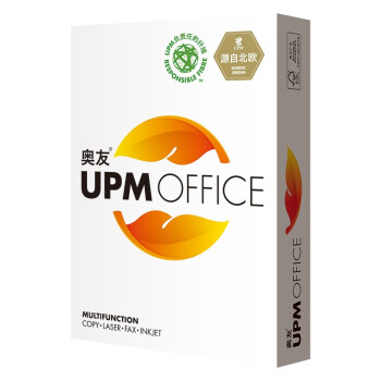 UPM黄奥友 80g A4打印纸 复印纸 加厚款 500张/包 5包/箱（2500张）