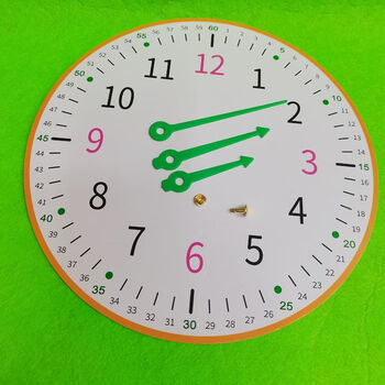 手工卡纸钟表小学生时间认识时钟教具益智diy材料模型a款钟面绿色指针