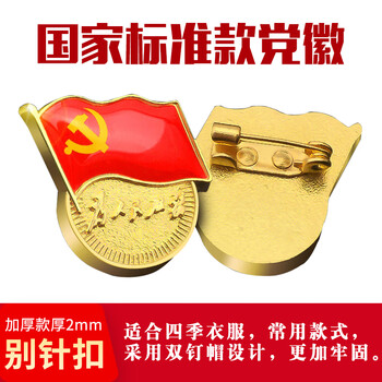 易利丰（elifo）【不褪色】镀金标准款新党员徽章 最新版2024党徽胸章磁吸强磁双面大磁扣 厚度2mm 10个装